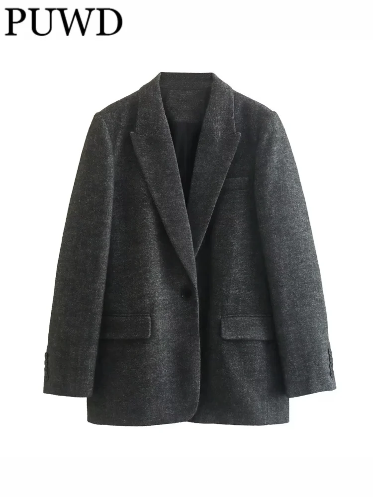 PUWD Women Fashion Front Button Herringbone Twill Blazer Coat Casual Long Sleeve Flap Pockets Female Outerwear Chic Tops
PUWD Women Fashion Front Button Herringbone Twill Blazer Coat Casual Long Sleeve Flap Pockets Female Outerwear Chic Tops