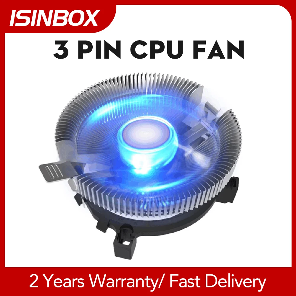 ISINBOX Universal Desktop Computer PC Blue LED Aluminum Heatsink 3 Pin CPU Cooler Fan cooling for LGA 775 1150 1155 1156
ISINBOX Universal Desktop Computer PC Blue LED Aluminum Heatsink 3 Pin CPU Cooler Fan cooling for LGA 775 1150 1155 1156