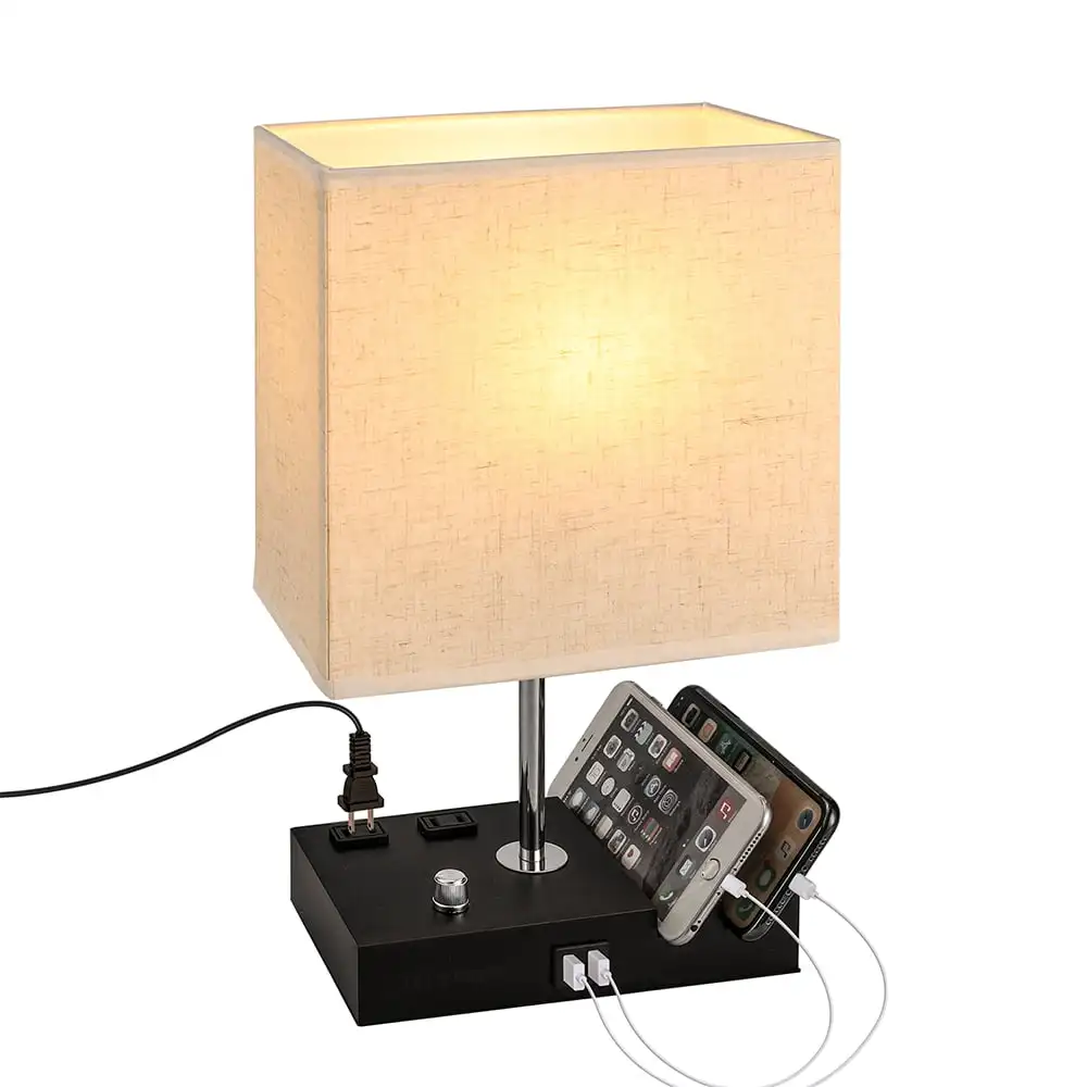 Bedside Table Lamp, Table Lamp with 2 Fast USB Charging Ports, 2 AC Outlet, 2 Slots For Phone & Pad, Brightness Adjustable LED B
Bedside Table Lamp, Table Lamp with 2 Fast USB Charging Ports, 2 AC Outlet, 2 Slots For Phone & Pad, Brightness Adjustable LED B