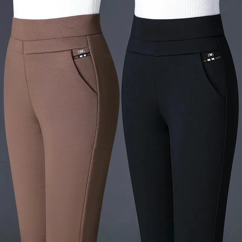 Брюки женские прямые эластичные с высокой талией, повседневные брюки-карандаш среднего возраста, большие размеры, весна-осень
Брюки женские прямые эластичные с высокой талией, повседневные брюки-карандаш среднего возраста, большие размеры, весна-осень