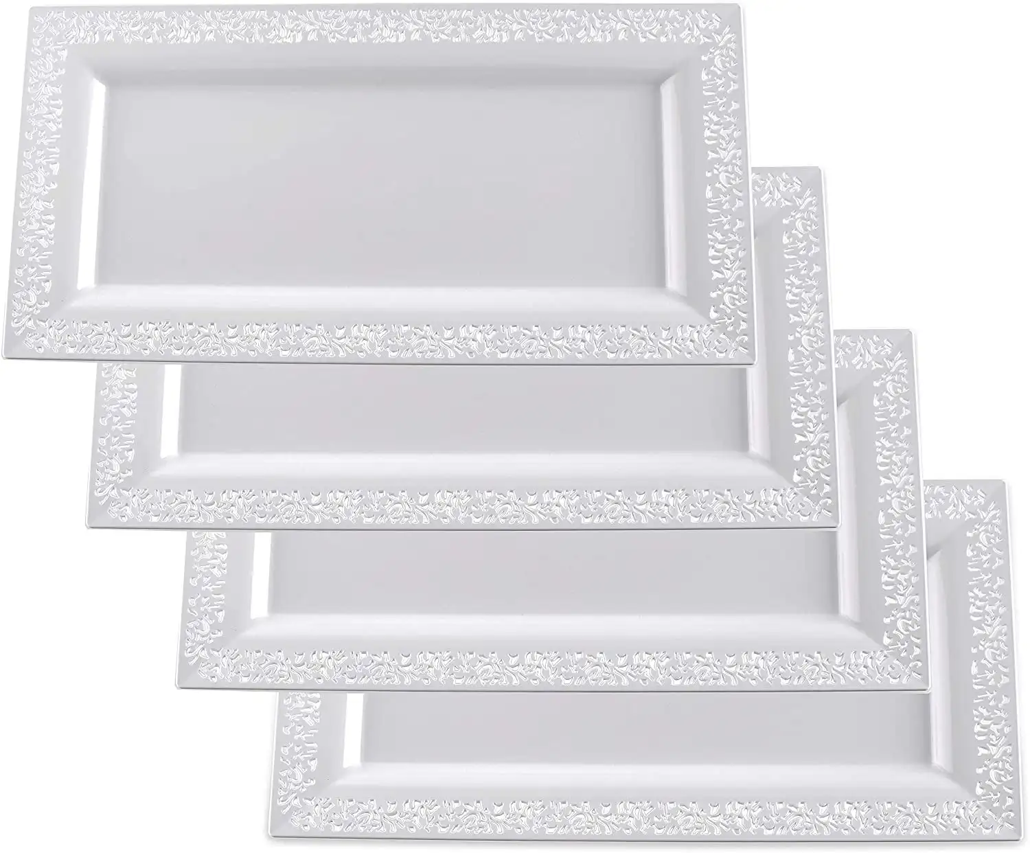 - Elegant Plastic Serving Tray & Platter Set (4pk) - White Lace Rim Disposable Serving Trays & Platters for Food - Weddings, Ups
- Elegant Plastic Serving Tray & Platter Set (4pk) - White Lace Rim Disposable Serving Trays & Platters for Food - Weddings, Ups