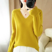 V-neck Knitted Sweater Womens New Western Style Loose Large Size Top Pullover 2022 Long-Sleeved Spring Summer Bottoming Shirt