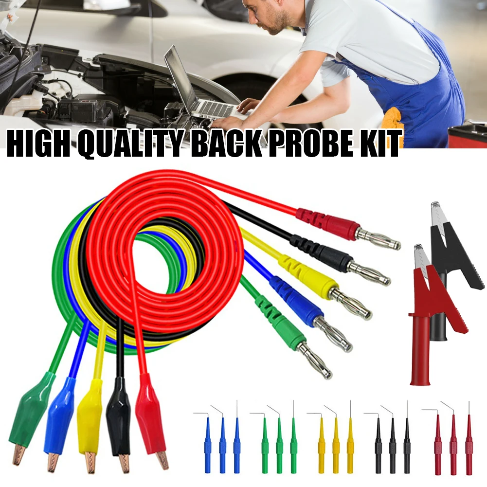 22pcs/set Back Probe Kit Alligator Clip to 4mm Banana Plug Multimeter Test Lead 30V /1A for Automotive Tool
22pcs/set Back Probe Kit Alligator Clip to 4mm Banana Plug Multimeter Test Lead 30V /1A for Automotive Tool