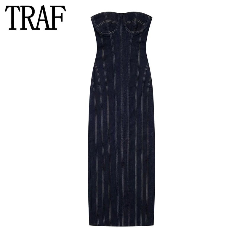 TRAF 2023 Off Shoulder Corset Dress Woman Striped Denim Bodycon Dress Women Summer Backless Long Dresses Sexy Party Dresses
TRAF 2023 Off Shoulder Corset Dress Woman Striped Denim Bodycon Dress Women Summer Backless Long Dresses Sexy Party Dresses