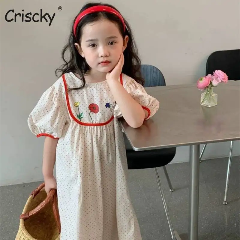 CrisckyChildren's Dress Summer 2022 Korean Girls' Flower Embroidery Dresses Children's Loose Puff Sleeve Casual Dress
CrisckyChildren's Dress Summer 2022 Korean Girls' Flower Embroidery Dresses Children's Loose Puff Sleeve Casual Dress