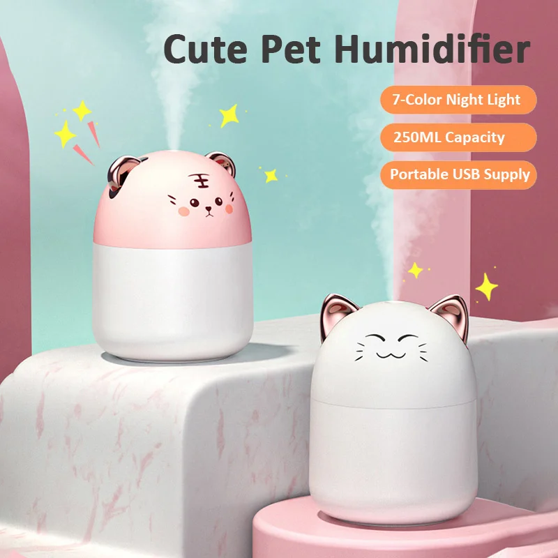 Desktop Mini Humidifier with Colorful Atmosphere Light USB Cool Mist Aroma Diffuser 250ml Cute Humidifier Purifier for Car Home
Desktop Mini Humidifier with Colorful Atmosphere Light USB Cool Mist Aroma Diffuser 250ml Cute Humidifier Purifier for Car Home