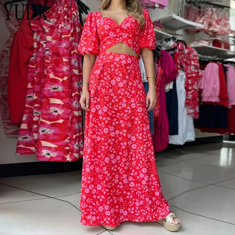 2023 Summer New Fashion Women's Clothing Tube Top Bubble Sleeve Backless Lace-up Top High Waist Floral Skirt Suit
2023 Summer New Fashion Women's Clothing Tube Top Bubble Sleeve Backless Lace-up Top High Waist Floral Skirt Suit