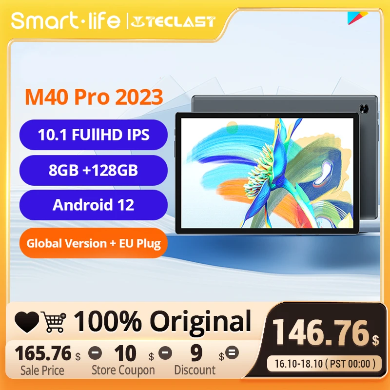 

Teclast M40 Pro 10.1" Tablet 1920x1200 FHD IPS 8GB RAM 128GB ROM UNISOC T616 Octa Core Android 12 4G Network Dual Wifi Type-C