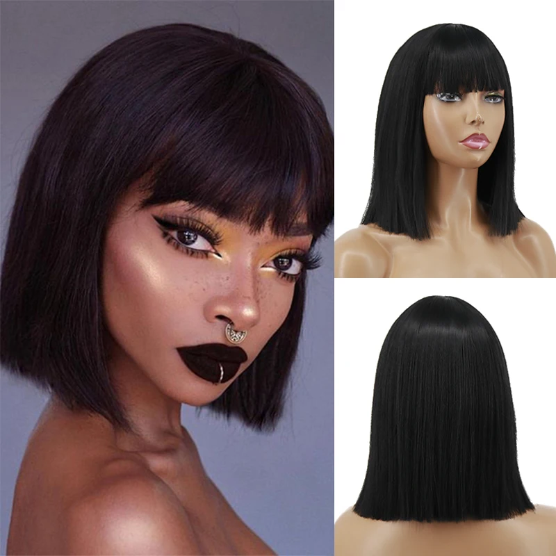Черный короткий синтетический парик с челкой, парик из прямых бразильских волос, Женский термостойкий парик из натуральных волос
Черный короткий синтетический парик с челкой, парик из прямых бразильских волос, Женский термостойкий парик из натуральных волос
