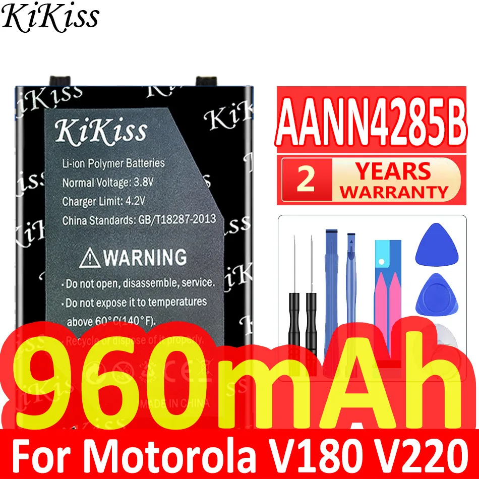 KiKiss 960mAh Mobile Phone Battery AANN4285B for Motorola V180 V188 V220 V226 C375 C381 C550 Batteries + Free Tools
KiKiss 960mAh Mobile Phone Battery AANN4285B for Motorola V180 V188 V220 V226 C375 C381 C550 Batteries + Free Tools