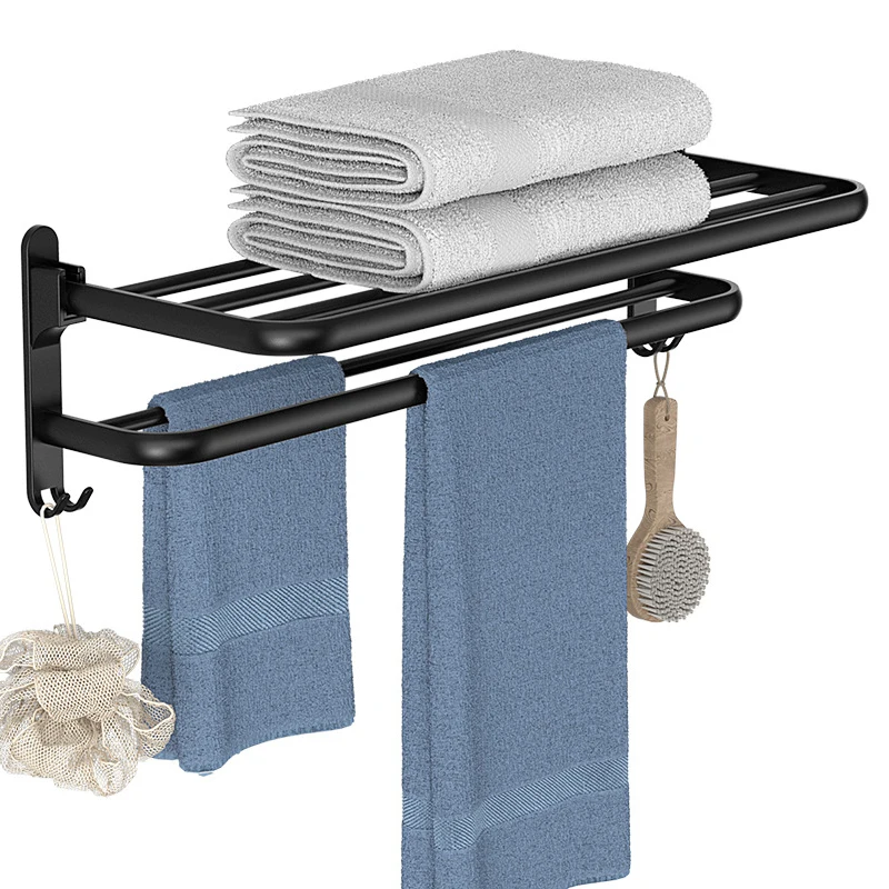 Black Space Aluminum Towel Rack No Punching Wall Mounted Foldable Towel Holder Storage Shelf With Hook Bathroom Accessories
Black Space Aluminum Towel Rack No Punching Wall Mounted Foldable Towel Holder Storage Shelf With Hook Bathroom Accessories