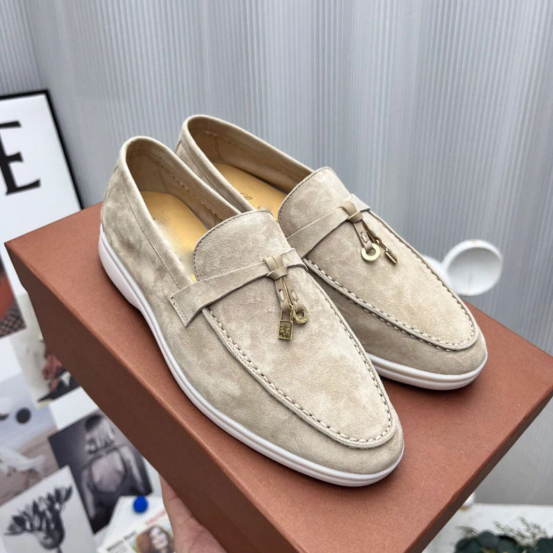 

Suede Women Loafers Summer Walk Moccasins Leather Tassel LP Women Flat Shoes Metal Lock Fittings Slip on Causal Shoes Size 35-45