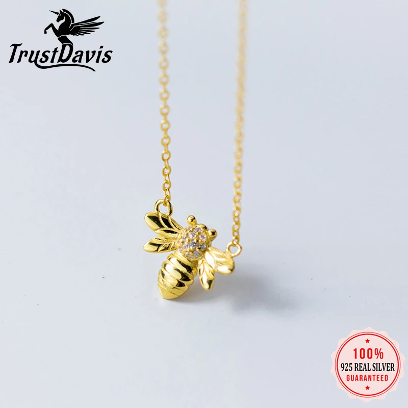 Trustdavis 100% 925 Sterling Silver Insects Gold Insects Bees CZ Pendant Short Necklace For Women Fine Silver Jewelry DS1145
Trustdavis 100% 925 Sterling Silver Insects Gold Insects Bees CZ Pendant Short Necklace For Women Fine Silver Jewelry DS1145