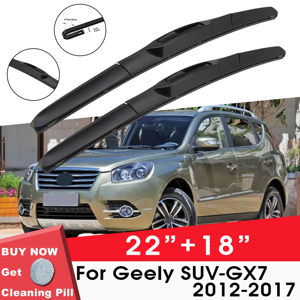 

Car Wiper Blade Front Window Windshield Rubber Wiper For Geely SUV-GX7 2012-2017 22"+18" LHD RHD Car Accessories
