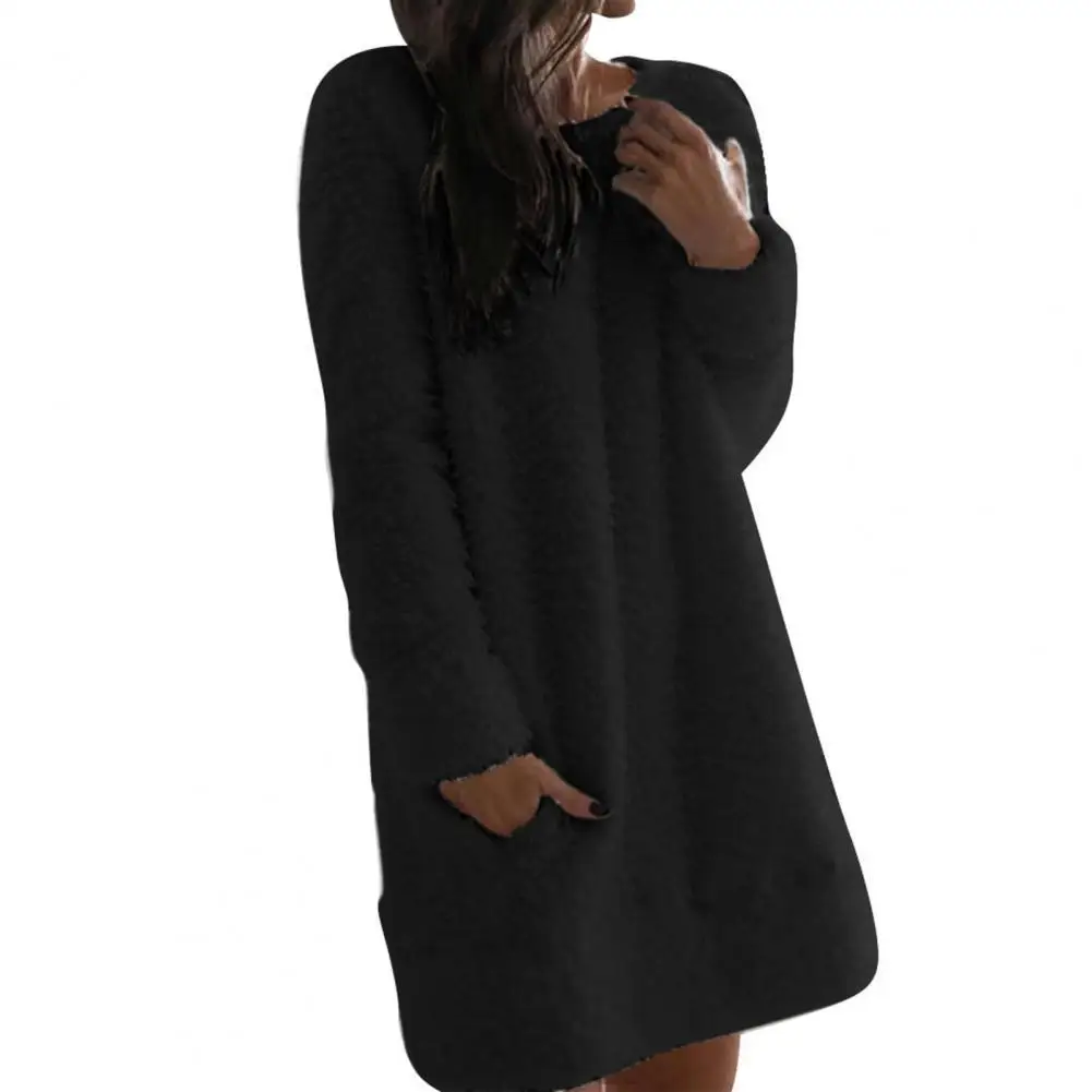 Mini Dress Round Neck Long Sleeve Above Knee Length Women Winter Festival Plush Dress for Daily Dress
Mini Dress Round Neck Long Sleeve Above Knee Length Women Winter Festival Plush Dress for Daily Dress