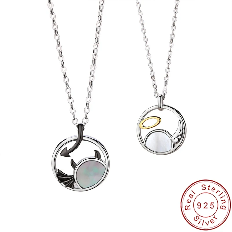 Ожерелье из серебра 925 пробы с ангелом и демоном 
Ожерелье из серебра 925 пробы с ангелом и демоном