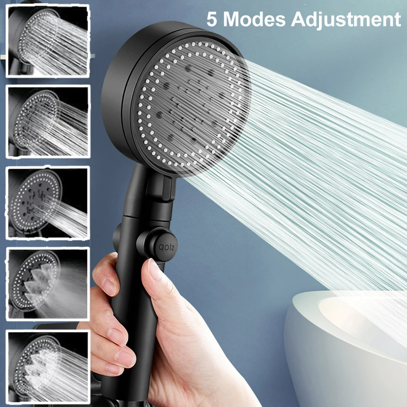 5 Modes Water Saving Shower Head Black Adjustable High Pressure Shower One-key Stop Water Massage Shower Head Set For Bathroom
5 Modes Water Saving Shower Head Black Adjustable High Pressure Shower One-key Stop Water Massage Shower Head Set For Bathroom