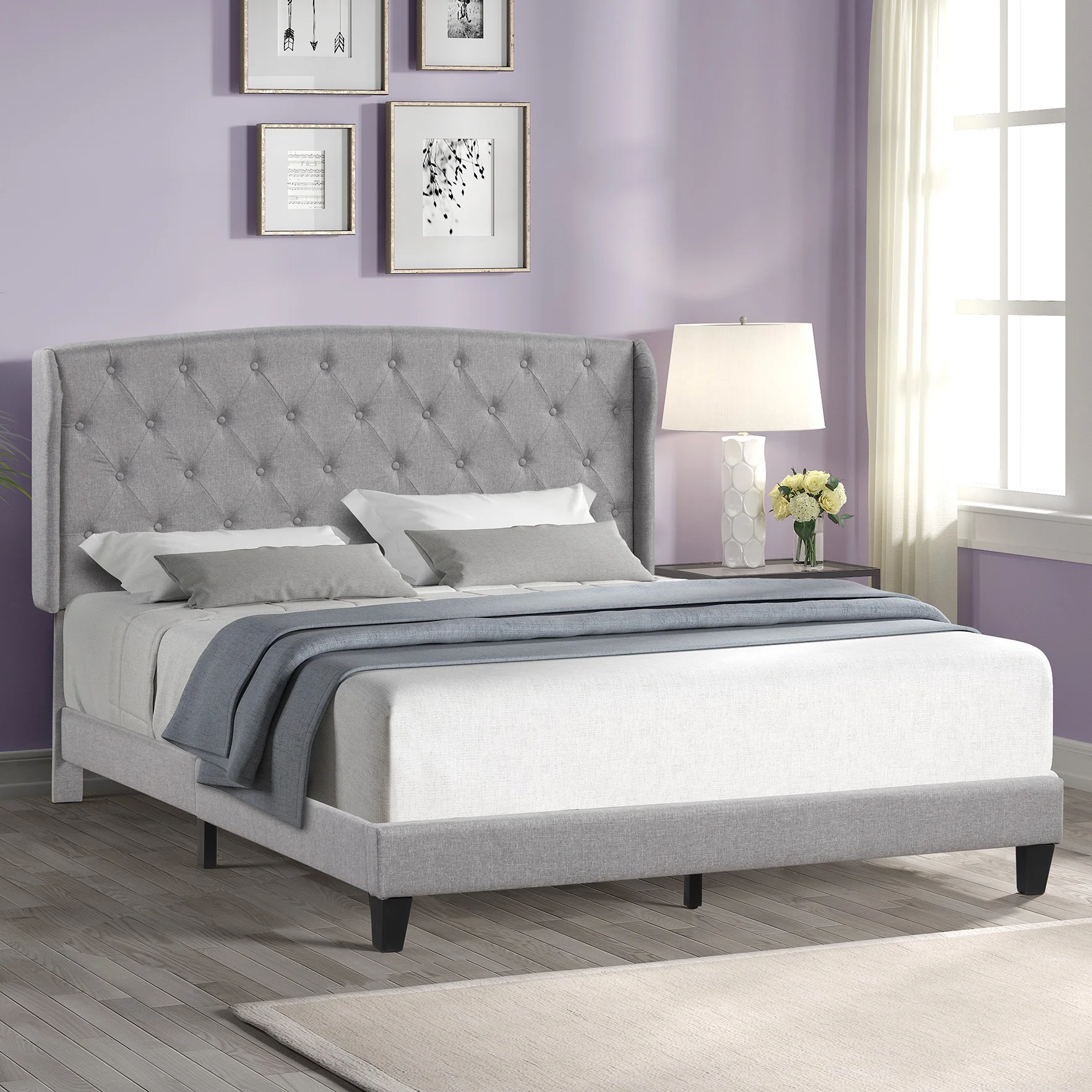 Upholstered Platform Bed Frame / Mattress Foundation / Wood Slat Support / No Box Spring Needed / Easy Assembly
Upholstered Platform Bed Frame / Mattress Foundation / Wood Slat Support / No Box Spring Needed / Easy Assembly