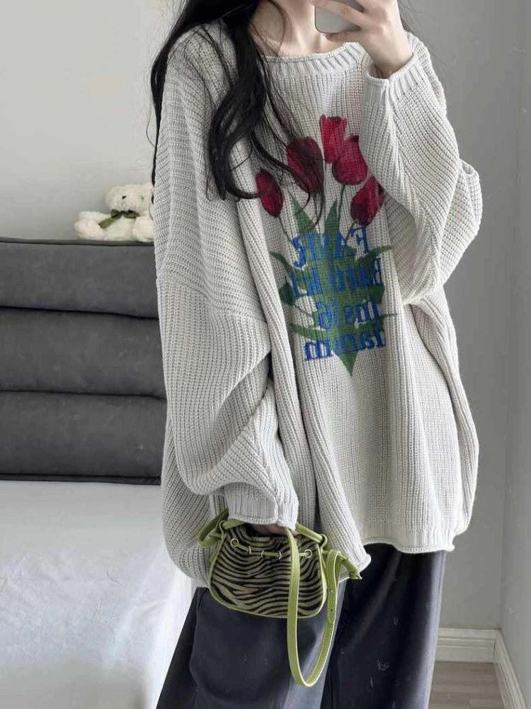 Y2K Vintage Knitted Sweater Women Retro Harajuku Floral Print Pullovers Autumn Winter Loose Casual Long Sleeve O-neck Knit Tops
Y2K Vintage Knitted Sweater Women Retro Harajuku Floral Print Pullovers Autumn Winter Loose Casual Long Sleeve O-neck Knit Tops