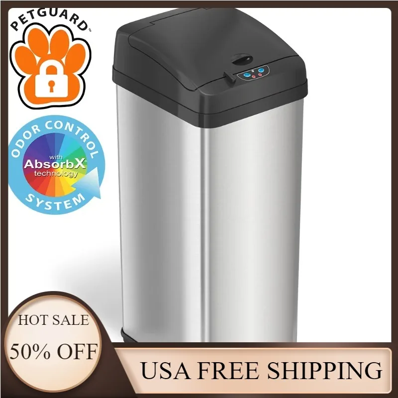 13 gal Stainless Steel Trash Cans, iTouchless Square Automatic Sensor Trash Can
13 gal Stainless Steel Trash Cans, iTouchless Square Automatic Sensor Trash Can
