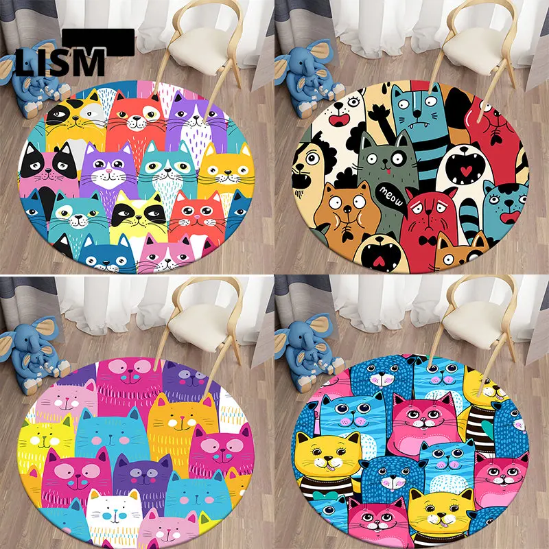 Cartoon Cat Printed Area Rugs Round Carpet for Living Room Decoration Kitchen Bedroom Soft Floor Mat Anti-Slip Entrance Doormat
Cartoon Cat Printed Area Rugs Round Carpet for Living Room Decoration Kitchen Bedroom Soft Floor Mat Anti-Slip Entrance Doormat