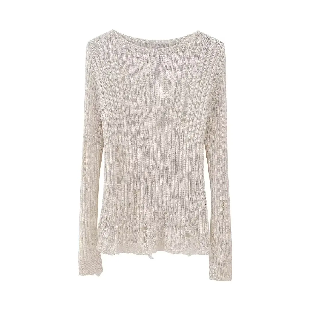 Women's 2023 Fashion Hole Decoration Soft Knit Sweater Retro O-neck Long-sleeved Women's Coat Chic Top
Women's 2023 Fashion Hole Decoration Soft Knit Sweater Retro O-neck Long-sleeved Women's Coat Chic Top