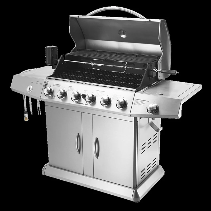 high quality outdoor gas BBQ grill outdoor gas grill car six burners+sider burner with skewer+motor+cover
high quality outdoor gas BBQ grill outdoor gas grill car six burners+sider burner with skewer+motor+cover