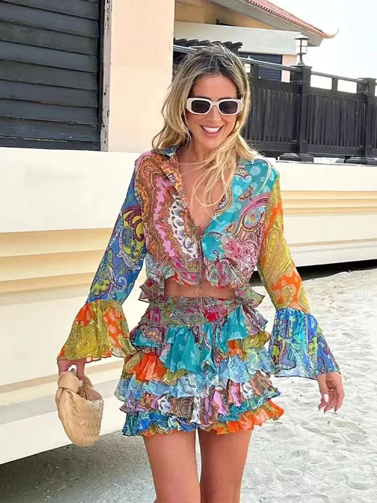 XEASY Women Vintage Floral Print Short Shirts 2022 New Fashion Beach Vacation Bandage Frill Tops Women's Chic Short Tops
XEASY Women Vintage Floral Print Short Shirts 2022 New Fashion Beach Vacation Bandage Frill Tops Women's Chic Short Tops