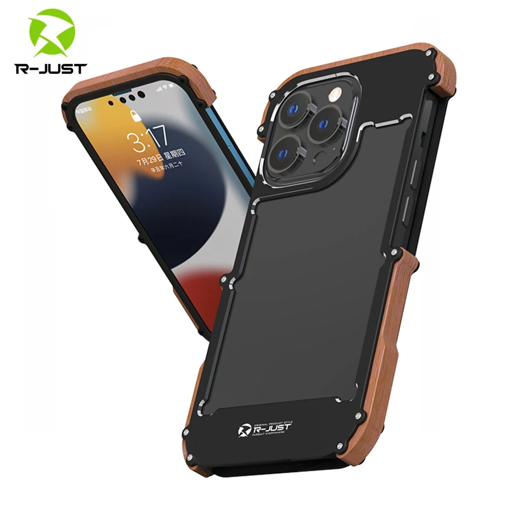 R-JUST Metal Frame Case For iPhone 14 Pro Max 13 Mini 12 11 Xs XR X 7 8 Plus SE Luxury Wooden Bumper Shockproof Shell Cover Skin
R-JUST Metal Frame Case For iPhone 14 Pro Max 13 Mini 12 11 Xs XR X 7 8 Plus SE Luxury Wooden Bumper Shockproof Shell Cover Skin