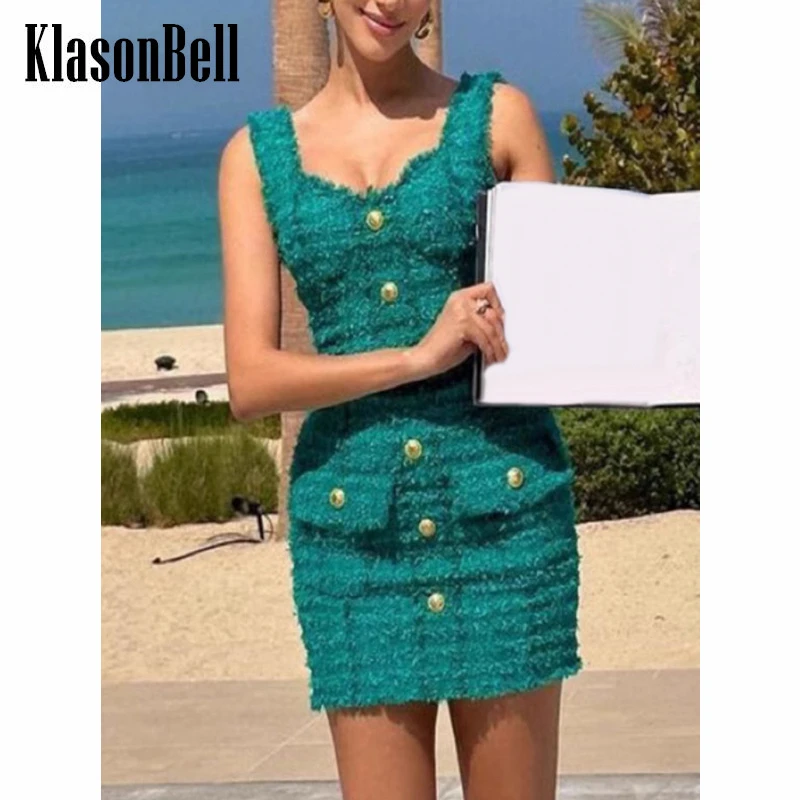 6.24 KlasonBell Fashion Button Pocket Decoration Sleeveless Slim Tweed Dress Women
6.24 KlasonBell Fashion Button Pocket Decoration Sleeveless Slim Tweed Dress Women