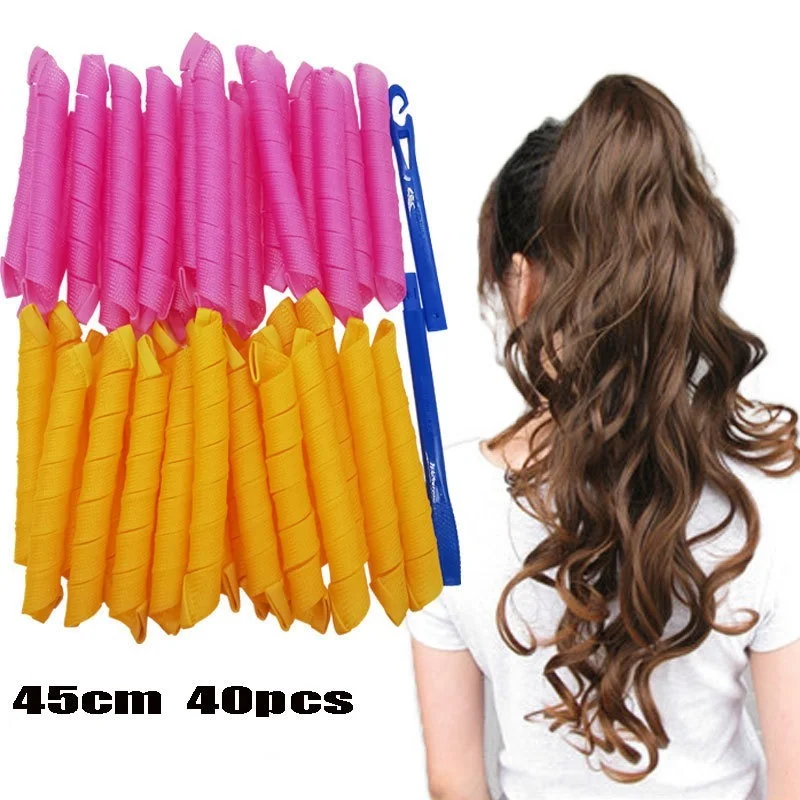 

Hair Rollers (30/45/55/65cm) Snail Shape Not Waveform Spiral Round Curls Hair Curler Soft Hair Curler Magic Hair Rollers DIY
