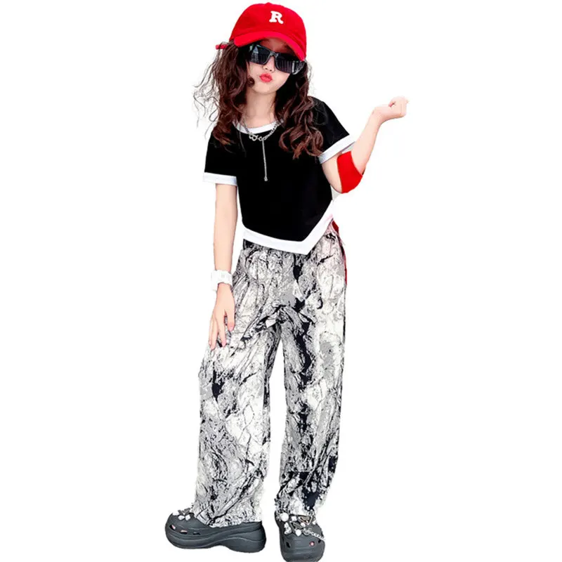 New Summer Cool Girls Clothing Set Asymmetric T-shirt and Print Pants Two Piece Streetwear Kids Costume Fashion Children Outfits
New Summer Cool Girls Clothing Set Asymmetric T-shirt and Print Pants Two Piece Streetwear Kids Costume Fashion Children Outfits
