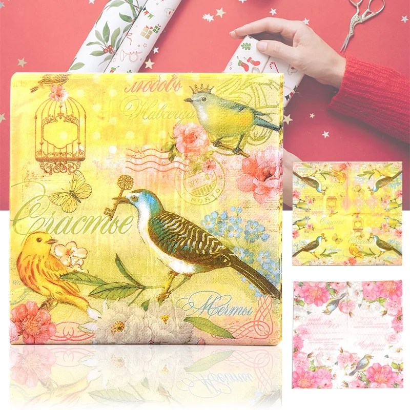 10PCS Bird and Flower Decoupage Paper Napkins Table Napkin Crafts For Wedding Birthday Bachelorette Party Supplies Decoration
10PCS Bird and Flower Decoupage Paper Napkins Table Napkin Crafts For Wedding Birthday Bachelorette Party Supplies Decoration