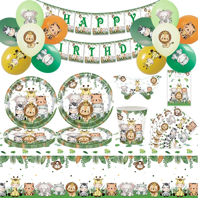 Jungle Adventure Animal Theme Birthday Party Decorations Balloon Chain Decor Paper Party Tableware For Kild Baby Shower Supplies 
Jungle Adventure Animal Theme Birthday Party Decorations Balloon Chain Decor Paper Party Tableware For Kild Baby Shower Supplies