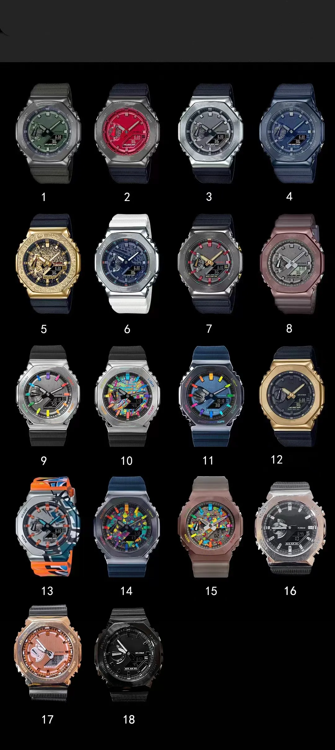 Original Shock Watch GM Men's Sports Digital Quartz 2100 Watch World Time LED Alloy Dial Full Functional Oak Series
Original Shock Watch GM Men's Sports Digital Quartz 2100 Watch World Time LED Alloy Dial Full Functional Oak Series