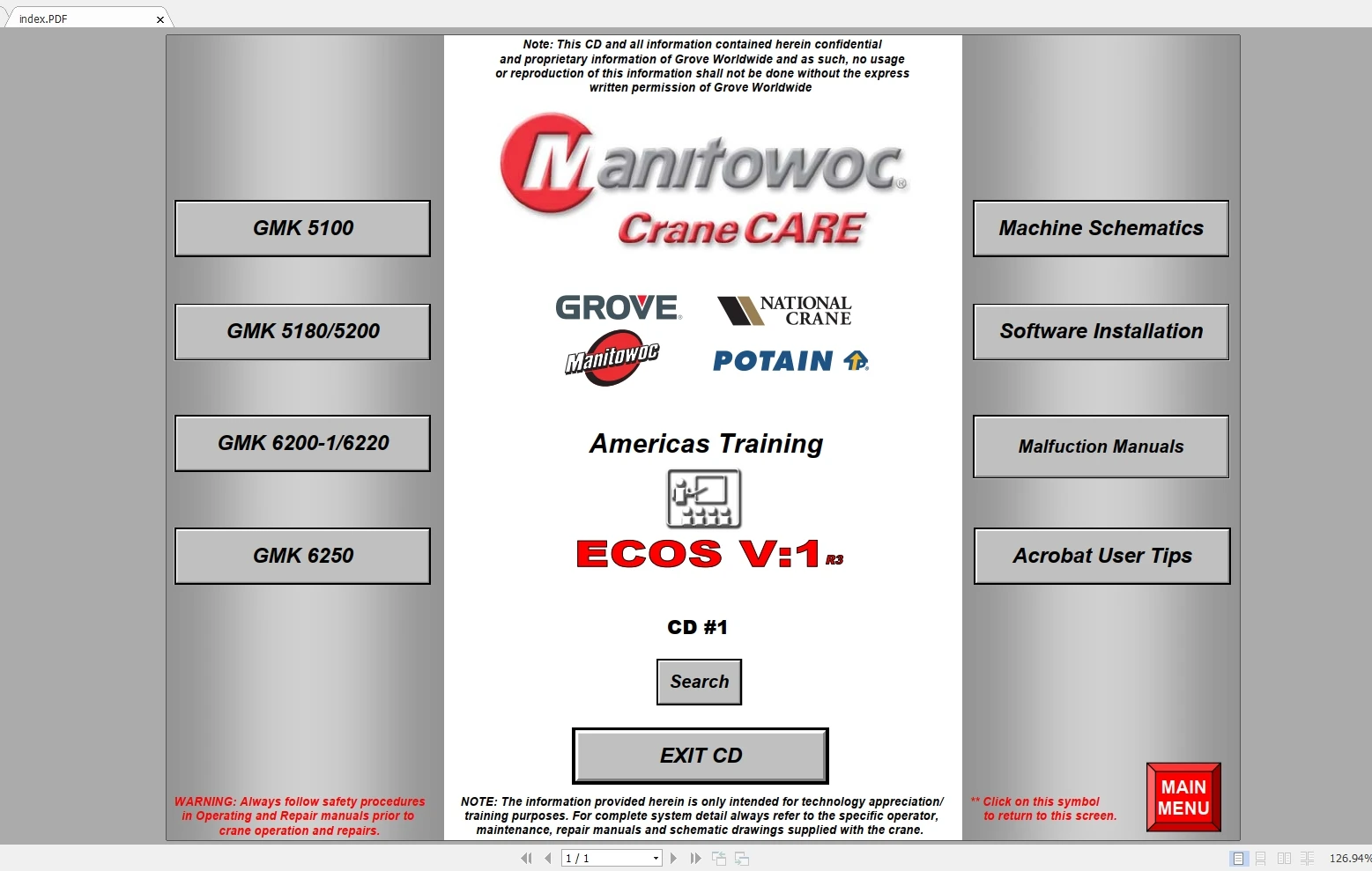 

DVD-проигрыватель для захвата крана в стиле Гров манитовуд ECOS V1 V2 V4