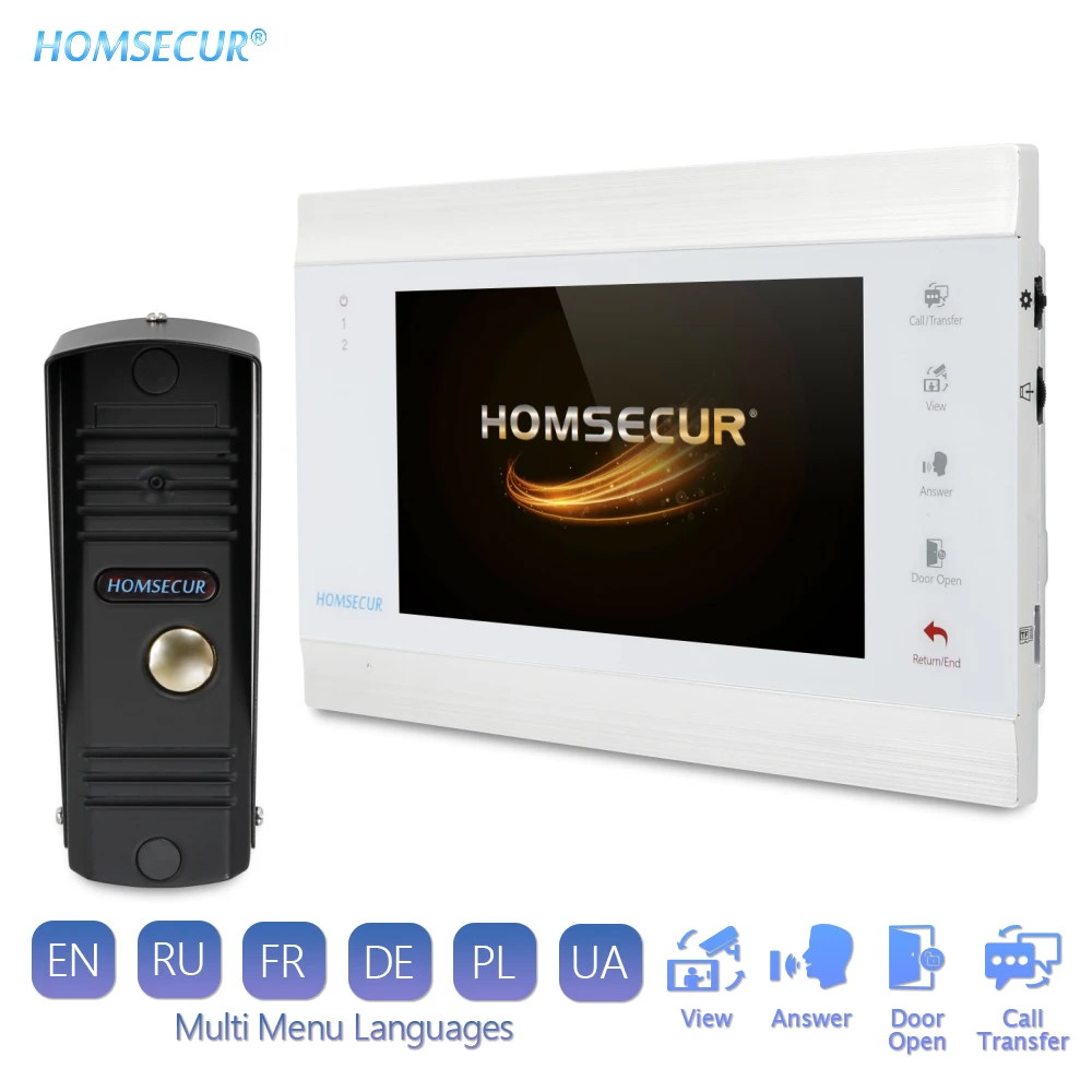 

HOMSECUR 4 Core 7" Video&Audio Doorbell Intercom System with 1.3MP Waterproof Camera 110° Snapshot Record for Home Security