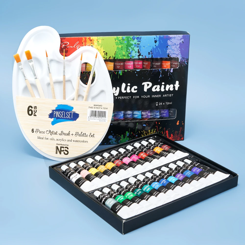 Acrylic Paint Set With Brush 24 Colors 12ml for Fabrics Painting Clothing Pigments Art Supplies Professional Artist Painting
Acrylic Paint Set With Brush 24 Colors 12ml for Fabrics Painting Clothing Pigments Art Supplies Professional Artist Painting