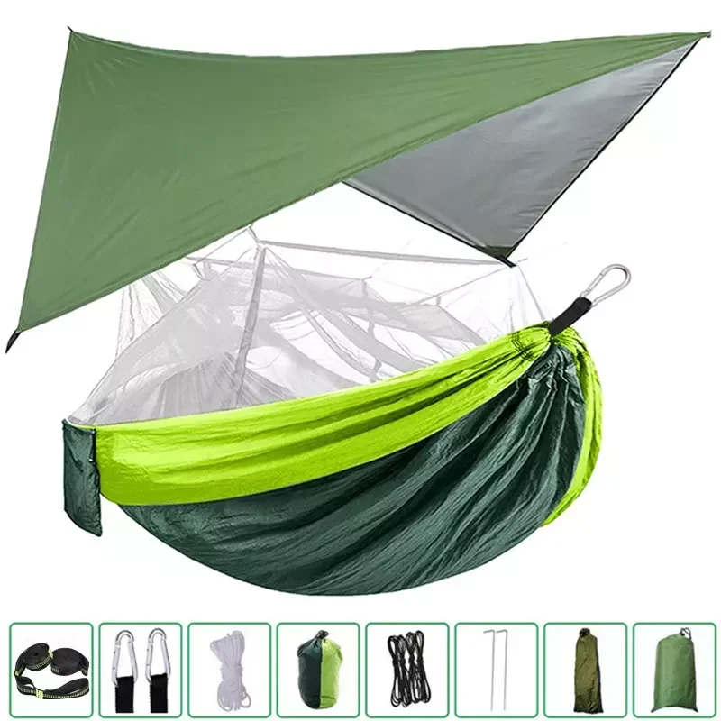 Portable Nylon Camping Hammock with Mosquito Net Rainfly Tent Tree Straps,for Camping Hiking Backyard Travel Outdoor Backpacking
Portable Nylon Camping Hammock with Mosquito Net Rainfly Tent Tree Straps,for Camping Hiking Backyard Travel Outdoor Backpacking