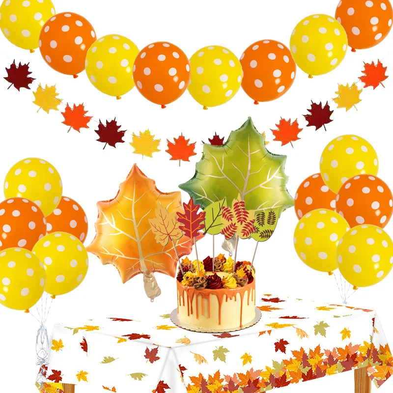 Orange Yellow Maple Autumn Party Decoration Leaf Streamer Balloon Maple Tablecloth Leaf Cake Topper Fall Birthday Party Supplies
Orange Yellow Maple Autumn Party Decoration Leaf Streamer Balloon Maple Tablecloth Leaf Cake Topper Fall Birthday Party Supplies