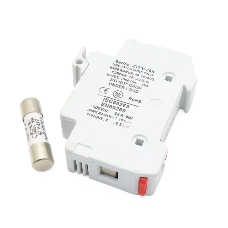 Solar PV Fuse 1000V DC Fusible 10x38mm GPV String Fuses With LED Fuse Holder For Solar System Protection Electrical Equipment
Solar PV Fuse 1000V DC Fusible 10x38mm GPV String Fuses With LED Fuse Holder For Solar System Protection Electrical Equipment