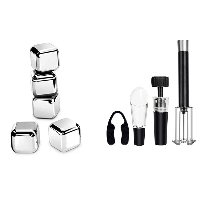 8PCS Stainless Steel Reusable Ice-Cubes & 4X Wine Opener, Wine Air Pressure Pump Opener Set
8PCS Stainless Steel Reusable Ice-Cubes & 4X Wine Opener, Wine Air Pressure Pump Opener Set