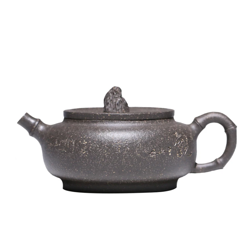

160ml Yixing Raw Ore Purple Clay Teapot Famous Handmade Large Diameter Tea Pot Kettle Chinese High-end Zisha Tea Set Collection