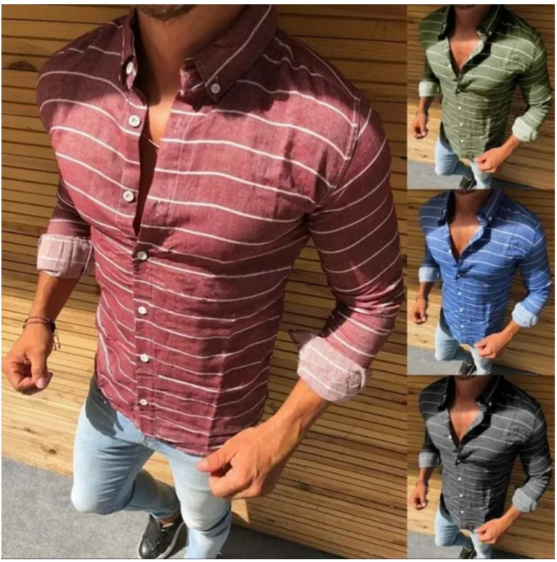 2022 New Men's Striped Shirts Men Autumn Sexy Slim Fit Long Sleeve Cotton shirt Tops M-3XL Men Green Striped Shirt Summer Japan
2022 New Men's Striped Shirts Men Autumn Sexy Slim Fit Long Sleeve Cotton shirt Tops M-3XL Men Green Striped Shirt Summer Japan