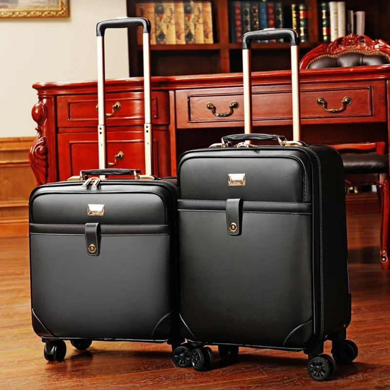 

Деловой мужской кожаный чемодан, 20-дюймовый Универсальный l-образный пароль, 18-дюймовая деловая тележка на колесах, оригинальный подарок