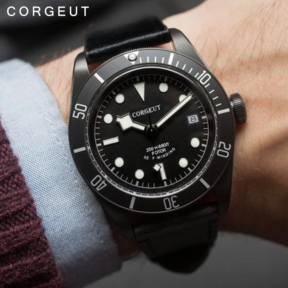 Corgeut Black Dial Automatic Watch Leather Strap Fashionable Tough Guy Style Men's Wristwatch Suitable Daily Diving Activities
Corgeut Black Dial Automatic Watch Leather Strap Fashionable Tough Guy Style Men's Wristwatch Suitable Daily Diving Activities