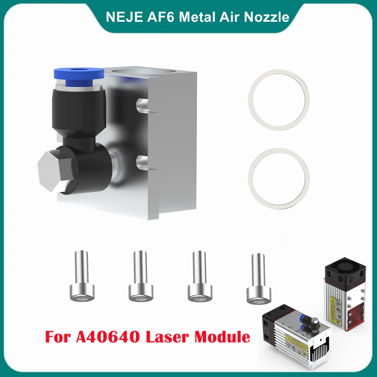 NEJE AF6/AF8 CNC Metal Air Nozzle for NEJE A40640 Laser Module High Pressure Max 1.5Mpa
NEJE AF6/AF8 CNC Metal Air Nozzle for NEJE A40640 Laser Module High Pressure Max 1.5Mpa