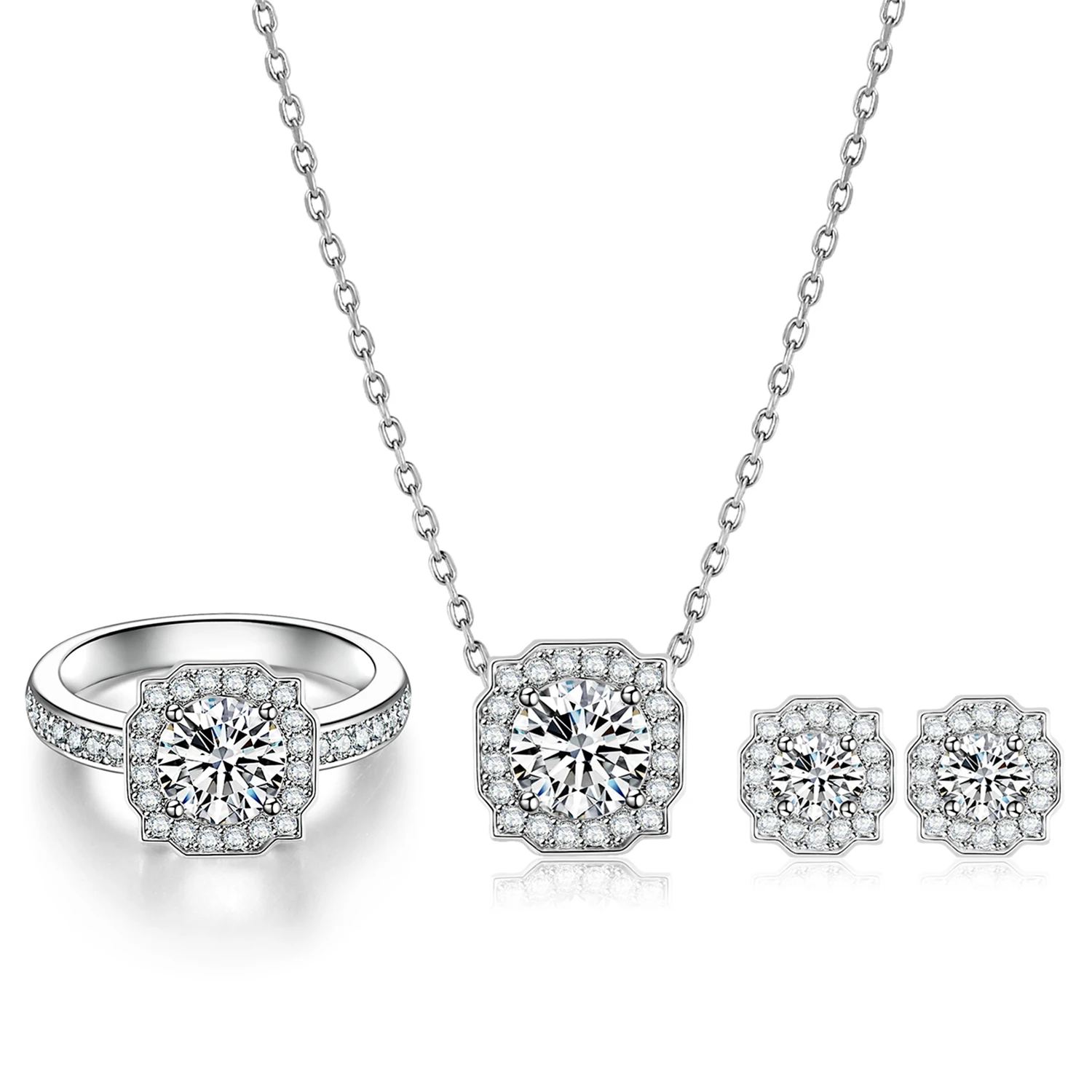 GEMSME Ladies Jewellery Sets Ring Necklace Stud Earrings Cubic Zirconia 18K White Gold Plated Jewellary Set Wedding Gift
GEMSME Ladies Jewellery Sets Ring Necklace Stud Earrings Cubic Zirconia 18K White Gold Plated Jewellary Set Wedding Gift