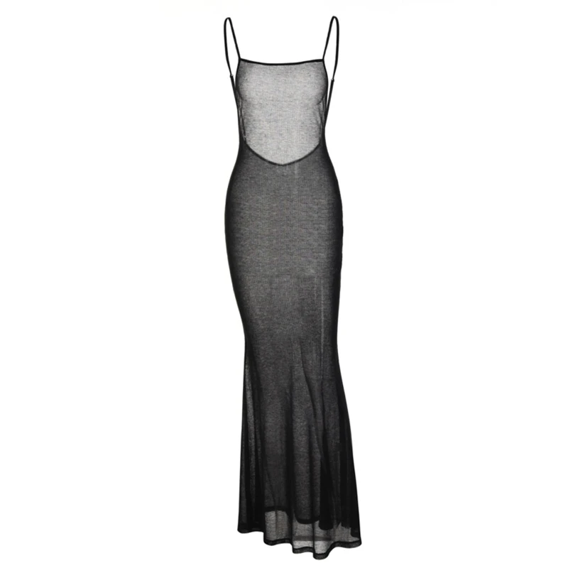 Women Backless Sheer Long Dress Sexy Strappy Casual Sundress Sleeveless Cover Up for Daily Party Wedding Summer Black
Women Backless Sheer Long Dress Sexy Strappy Casual Sundress Sleeveless Cover Up for Daily Party Wedding Summer Black