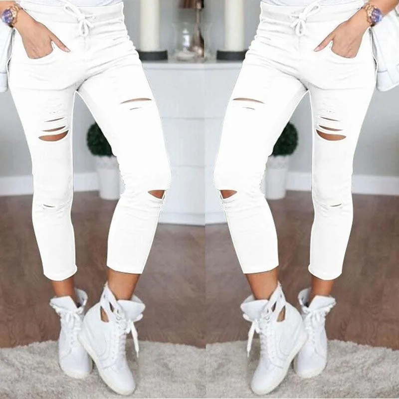 Women Fashion Slim High Waisted Stretchy Skinny Broken Hole Pencil Pants Solid Color Streetwear Trousers Cargo Pants
Women Fashion Slim High Waisted Stretchy Skinny Broken Hole Pencil Pants Solid Color Streetwear Trousers Cargo Pants